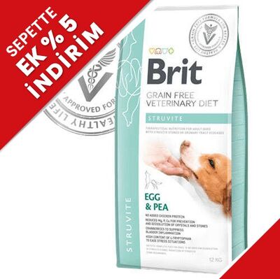 Brit Veterinary Diets Struvite Tahılsız Yumurta Bezelye Köpek Maması 2 Kg + Temizlik Mendili - 1
