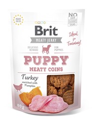 Brit Jerky Puppy Snack Meaty Coins with Turkey Tahılsız Hindili Yuvarlak Yavru Köpek Ödülü 80 Gr - Brit Care
