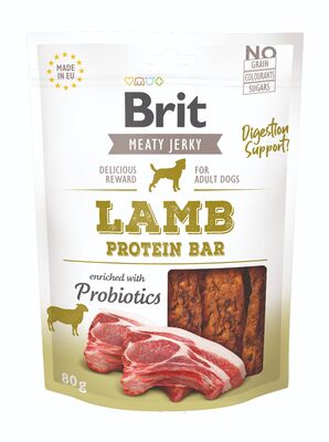 Brit Jerky Snack Lamb Protein Bar Tahılsız Sindirim Destekleyici Kuzulu Proteinli Bar Köpek Ödülü 80 Gr