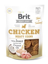 Brit Care - Brit Jerky Snack Meaty Coins with Insect Tahılsız Böcek ve Tavuklu Yuvarlak Köpek Ödülü 80 Gr