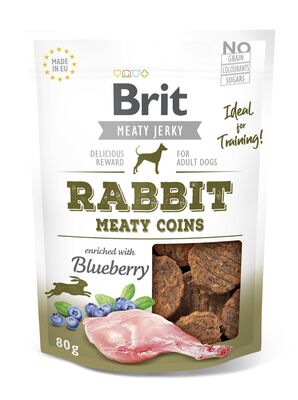 Brit Jerky Snack Meaty Coins with Rabbit Tahılsız Tavşanlı Yuvarlak Köpek Ödülü 80 Gr