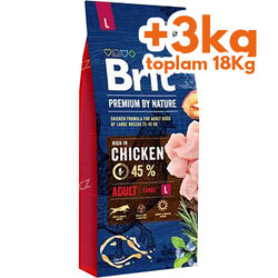 Brit Care - Brit Premium By Nature Large Tavuklu Büyük Irk Köpek Maması 15+3 Kg (Toplam: 18 Kg)