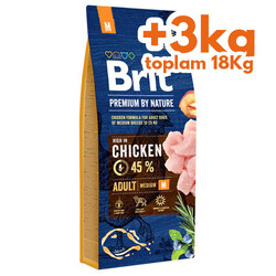 Brit Care - Brit Premium By Nature Medium Tavuklu Orta Irk Köpek Maması 15+3 Kg (Toplam: 18 Kg)