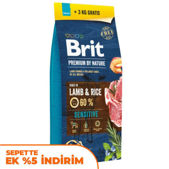 Brit Premium Sensitive Lamb Kuzu Etli Hassas Köpek Maması 15+3 Kg (Toplam 18 Kg) - 1