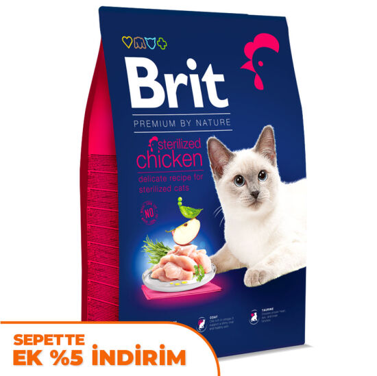 Brit Premium Sterilised Kısırlaştırılmış Tavuk Kedi Maması 8 Kg - 1