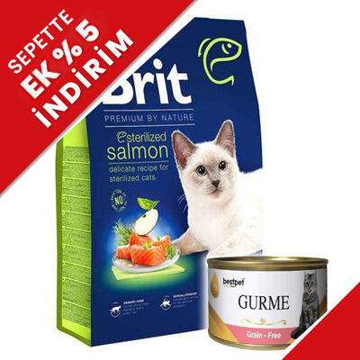 Brit Premium Sterilised Kısırlaştırılmış Somonlu Kedi Maması 8 Kg + 4 Adet 85 Gr Yaş Mama