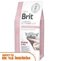 Brit Veterinary Diets Hypoallergenic Tahılsız Somonlu Kedi Maması 5 Kg + Temizlik Mendili - Brit Care