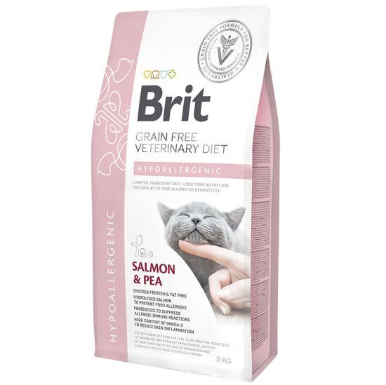 Brit Veterinary Diets Hypoallergenic Tahılsız Somonlu Kedi Maması 5 Kg + Temizlik Mendili - 2