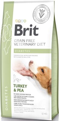Brit Veterinary Diets Diabetes Tahılsız Hindi ve Bezelyeli Köpek Maması 12 Kg + Temizlik Mendili