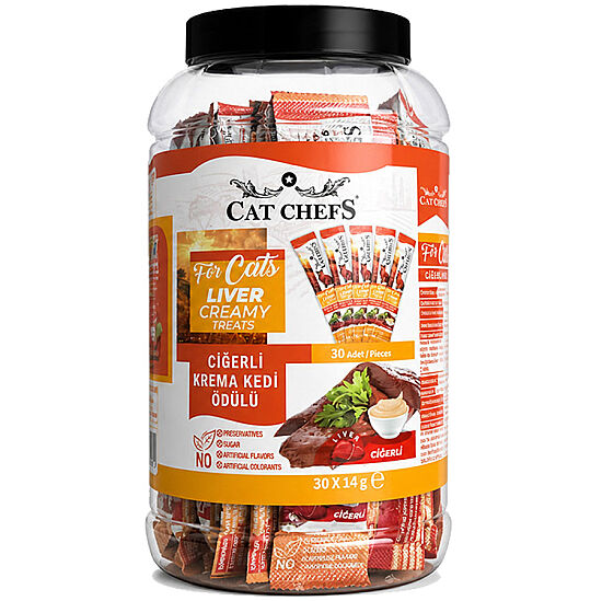 Cat Chefs Ciğerli Krema Ek Besin Takviyesi Kedi Ödülü 30x14 Gr (30 lu Paket) - 2