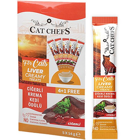 Cat Chefs Ciğerli Krema Ek Besin Takviyesi Kedi Ödülü 5x14 Gr - 1