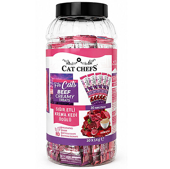 Cat Chefs Sığır Etli Krema Ek Besin Takviyesi Kedi Ödülü 30x14 Gr (30 lu Paket) - 2