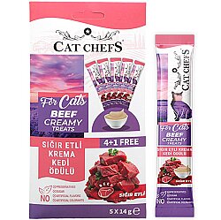 Cat Chefs Sığır Etli Krema Ek Besin Takviyesi Kedi Ödülü 5x14 Gr - Cat Chefs