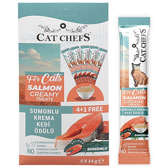 Cat Chefs Somonlu Krema Ek Besin Takviyesi Kedi Ödülü 5x14 Gr - 1
