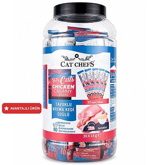 Cat Chefs Tavuk Etli Krema Ek Besin Takviyesi Kedi Ödülü 30x14 Gr (30 lu Paket) - 1