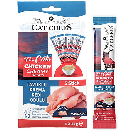 Cat Chefs Tavuk Etli Krema Ek Besin Takviyesi Kedi Ödülü 5x14 Gr - 1