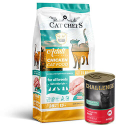 Cat Chefs - Cat Chefs Tavuklu Yetişkin Kedi Maması 15 Kg + 5 Adet Challenge 400 Gr Konserve