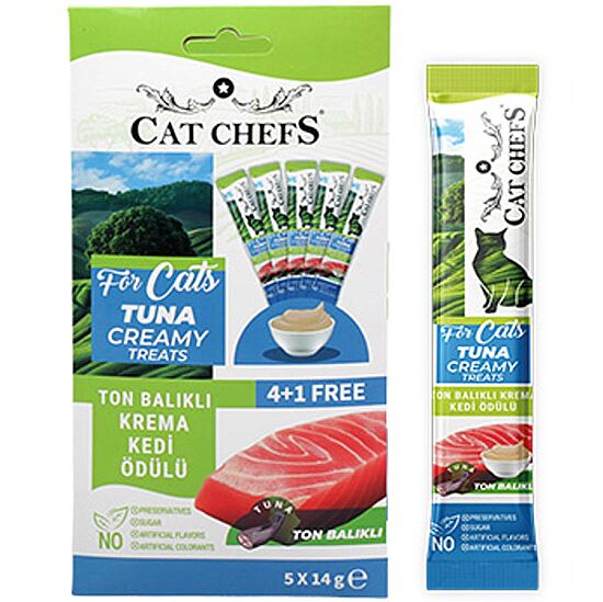 Cat Chefs Ton Balıklı Krema Ek Besin Takviyesi Kedi Ödülü 5x14 Gr - 1