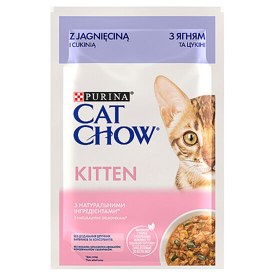 Cat Chow Pouch Kitten Kuzu Etli ve Kabaklı Yavru Kedi Yaş Maması 85 Gr - 1