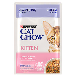 Cat Chow Pouch Kitten Kuzu Etli ve Kabaklı Yavru Kedi Yaş Maması 85 Gr x 26 Adet - 2