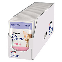 Cat Chow Pouch Kitten Kuzu Etli ve Kabaklı Yavru Kedi Yaş Maması 85 Gr x 26 Adet - Cat Chow