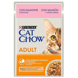 Cat Chow - Cat Chow Pouch Somon ve Yeşil Fasülyeli Kedi Yaş Maması 85 Gr