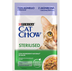 Cat Chow Pouch Sterilised Kuzu ve Yeşil Fasülyeli Kısırlaştırılmış Kedi Yaş Maması 85 Gr - Cat Chow
