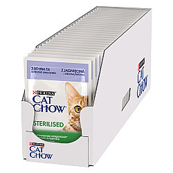 Cat Chow Pouch Sterilised Kuzu ve Yeşil Fasülyeli Kısırlaştırılmış Kedi Yaş Maması 85 Gr x 26 Adet - Cat Chow