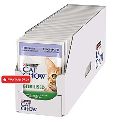 Cat Chow Pouch Sterilised Kuzu ve Yeşil Fasülyeli Kısırlaştırılmış Kedi Yaş Maması 85 Gr x 26 Adet - Cat Chow