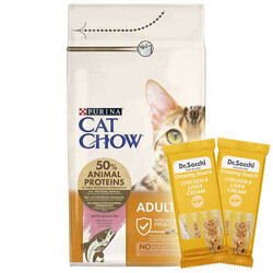Cat Chow - Cat Chow Somon ve Ton Balıklı Kedi Maması 15 Kg + 2 Adet Dr Sacchi 4 lü Creamy Ödül