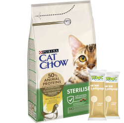 Cat Chow Tavuk Etli Kısırlaştırılmış Kedi Maması 3 Kg + 2 Adet Wooc Lolipop Ödül - Cat Chow