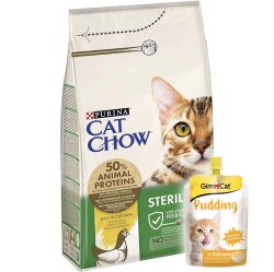 Cat Chow Tavuk Etli Kısırlaştırılmış Kedi Maması 3 Kg + Gimcat Kedi Pudingi 150 Gr - 1