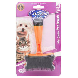 Cat Dog Life - Cat Dog Life 201008 Turuncu Saplı Basmalı Tüy Temizleme Fırçası Mini 12,5 x 7,5 Cm