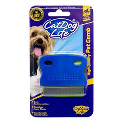 Cat Dog Life 201009 Mavi Saplı Tımar Tarağı (Bit Pire Toplayıcı) 6 x 6 Cm - Thumbnail