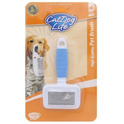 Cat Dog Life - Cat Dog Life 201477 Mavi Saplı Tüy Temizleme Fırçası Mini 13 x 7 Cm