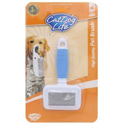 Cat Dog Life 201477 Mavi Saplı Tüy Temizleme Fırçası Mini 13 x 7 Cm