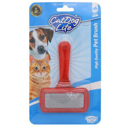 Cat Dog Life - Cat Dog Life 201481 Kırmızı Saplı Tüy Temizleme Fırçası Orta 14 x 10 Cm