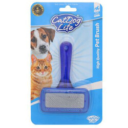 Cat Dog Life - Cat Dog Life 201481 Mavi Saplı Tüy Temizleme Fırçası Orta 14 x 10 Cm