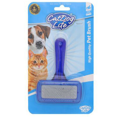Cat Dog Life 201481 Mavi Saplı Tüy Temizleme Fırçası Orta 14 x 10 Cm