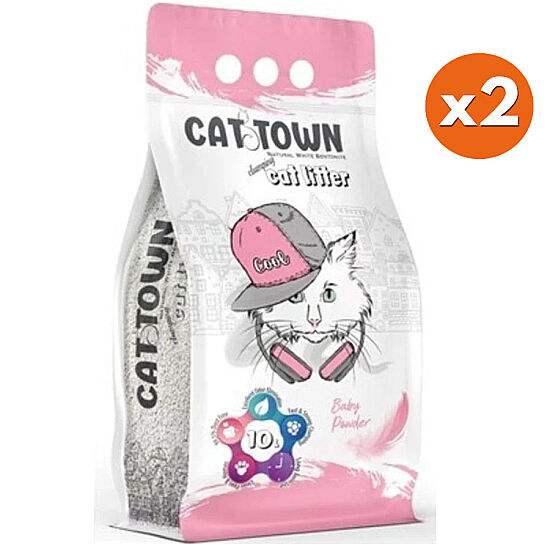Cat Town İnce Taneli Bebek Pudralı Kedi Kumu 10 Lt x 2 Adet - 1