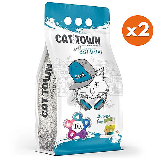 Cat Town İnce Taneli Marsilya Sabunlu Kedi Kumu 10 Lt x 2 Adet - 1