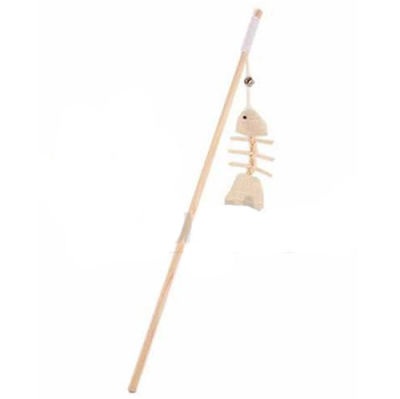 Catia Plush Fishbone with Bell Wood Fishing Pole Cat Toy 40 Cm.
