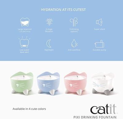 Catit Pixi Fountain Otomatik Su Sebili 2,5 Lt - Pembe