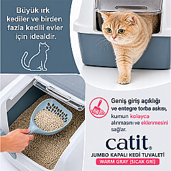 Catit Kapalı Filtreli Jumbo Kedi Tuvaleti 57 x 46 x 43 Cm ( Gri - Beyaz ) - 3