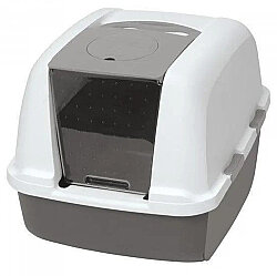 Catit Kapalı Filtreli Jumbo Kedi Tuvaleti 57 x 46 x 43 Cm ( Gri - Beyaz ) - Catit