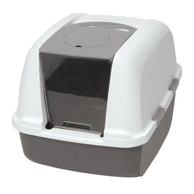 Catit Kapalı Filtreli Jumbo Kedi Tuvaleti 57 x 46 x 43 Cm ( Gri - Gri )