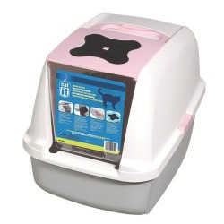 Catit 50700 Büyük Boy Kapalı Filtreli Kedi Tuvaleti ( Pembe - Beyaz ) - Catit