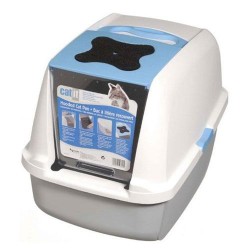 Catit 50701 Büyük Boy Kapalı Filtreli Kedi Tuvaleti (Mavi - Beyaz) - Catit