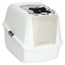 Catit - Catit 50703 Büyük Boy Kapalı Filtreli Kedi Tuvaleti ( Zebra Desenli )