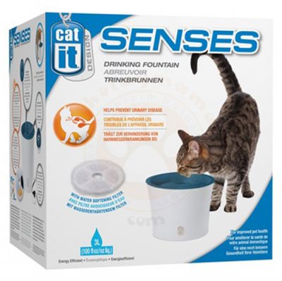Catit 50761 Design Senses Blue Drinking Fountain with Water Softening Filter 3 Lt.